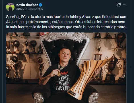 Kevin Jiménez en su cuenta oficial de X