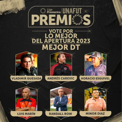 Los seis nominados a mejor entrenador del Apertura 2023 de Costa Rica (