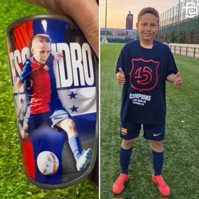 El joven hondureño, Héctor Alessandro Mejía, se coronó campeón de LaLiga en la categoría Sub-11 con el Barcelona. Imagen: TDTV.