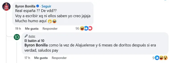 El cruce entre Byron Bonilla y El Balón al 10.