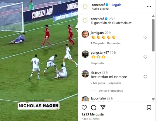 La publicación de Concacaf sobre Nicholas Hagen.
