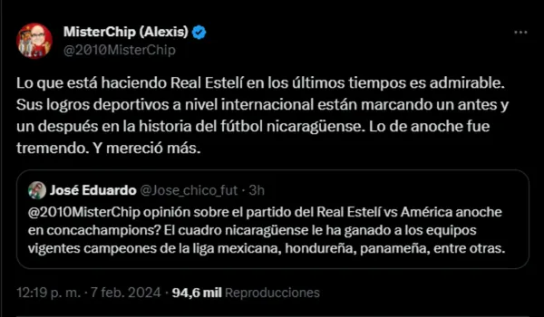 El mensaje de MisterChip sobre el gran presente de Real Estelí. (