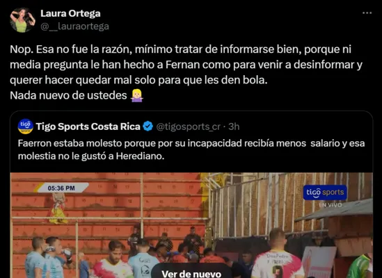 La esposa de Fernán Faerron respondió por redes sociales. (