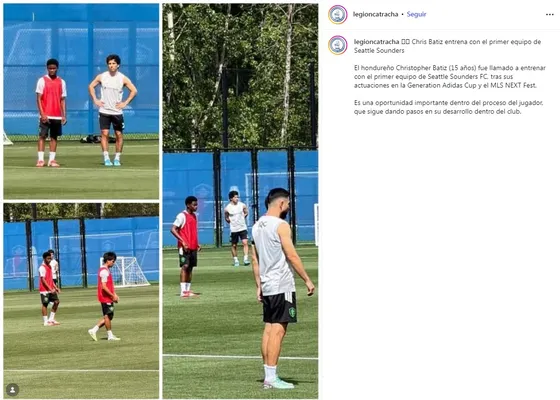 Legión Catracha informó sobre la llegada de Christopher Batiz al primer equipo del Seattle Sounders.