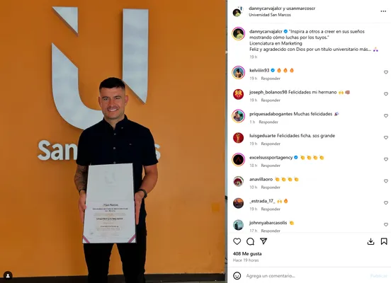 El logro de Danny Carvajal (36 años) que cambia su futuro. (Instagram)
