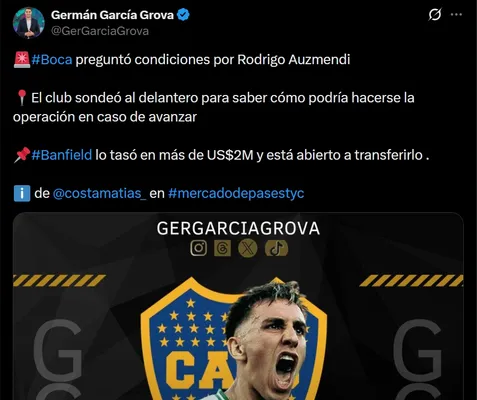 Boca avanza seriamente por Rodrigo Auzmendi.
