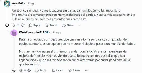 Algunos aficionados de Panamá criticaron a sus seleccionados por las fotos con Neymar (Reddit).