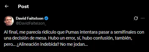 David Faitelson en su cuenta oficial de X.