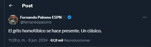 Fernando Palomo en su cuenta oficial de X