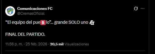 Comunicaciones en su cuenta oficial de X