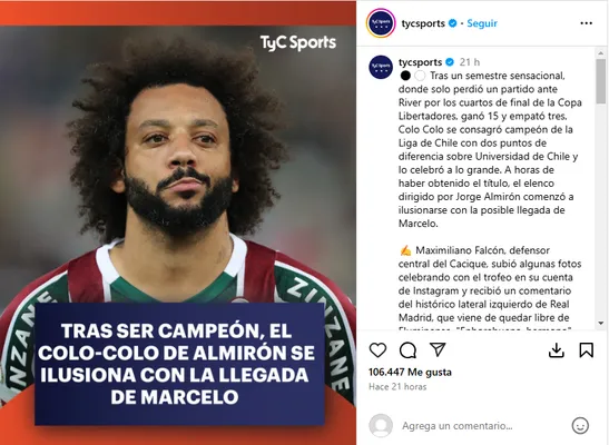 TyC Sports, en Argentina, dio la información. (Instagram)