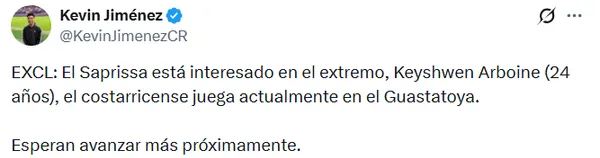 Información de Kevin Jiménez.