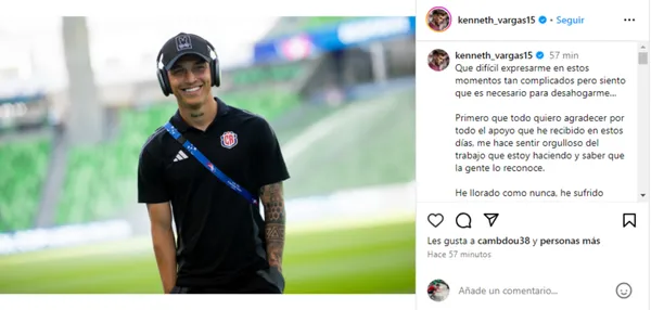 La publicación de Kenneth Vargas en su cuenta de Instagram.