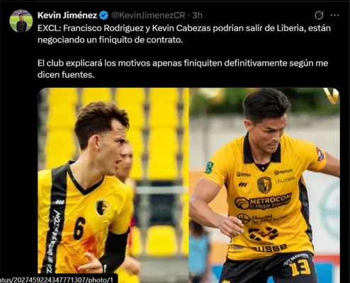 Kevin Cabezas y Francisco Rodríguez se irán de Liberia. (