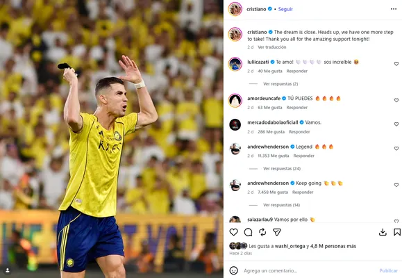 CR7 confía en ganar su primer título con Al Nassr. (Instagram)