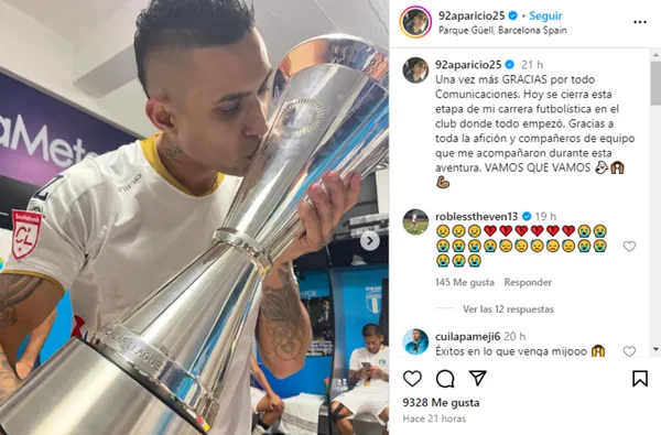 Así se despidió Jorge Aparicio de la afición de Comunicaciones. (
