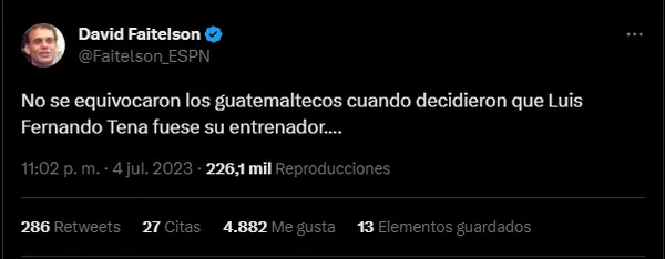 El mensaje que publicó Faitelson en sus redes sociales.
