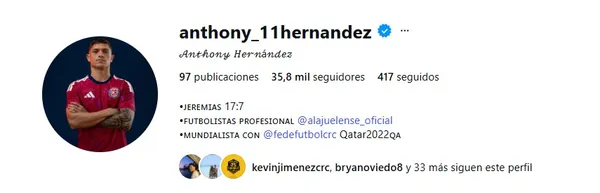 Cuenta oficial de IG de Anthony Hernández