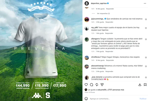 Los comentarios hablan por sí solos. (Instagram Saprissa)