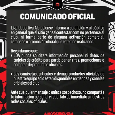 El comunicado que publicó Alajuelense.