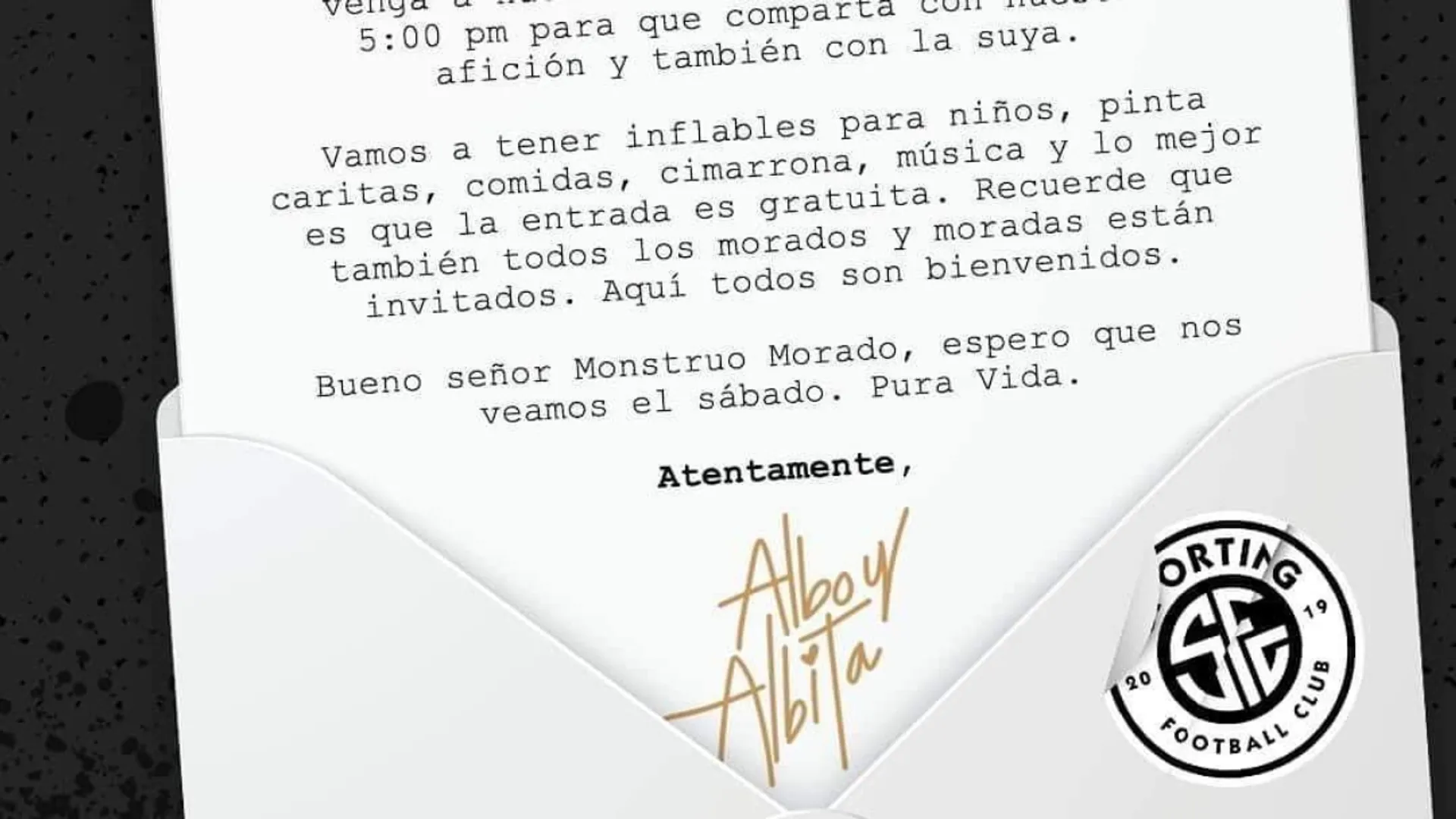 La ingeniosa invitación del Sporting al Saprissa para su próximo juego