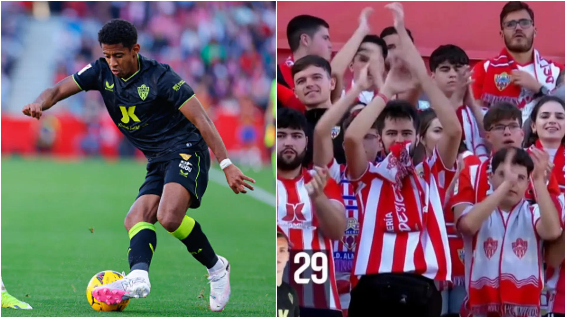 Choco Lozano fue ovacionado por la afición de Almería durante el juego ante Granada