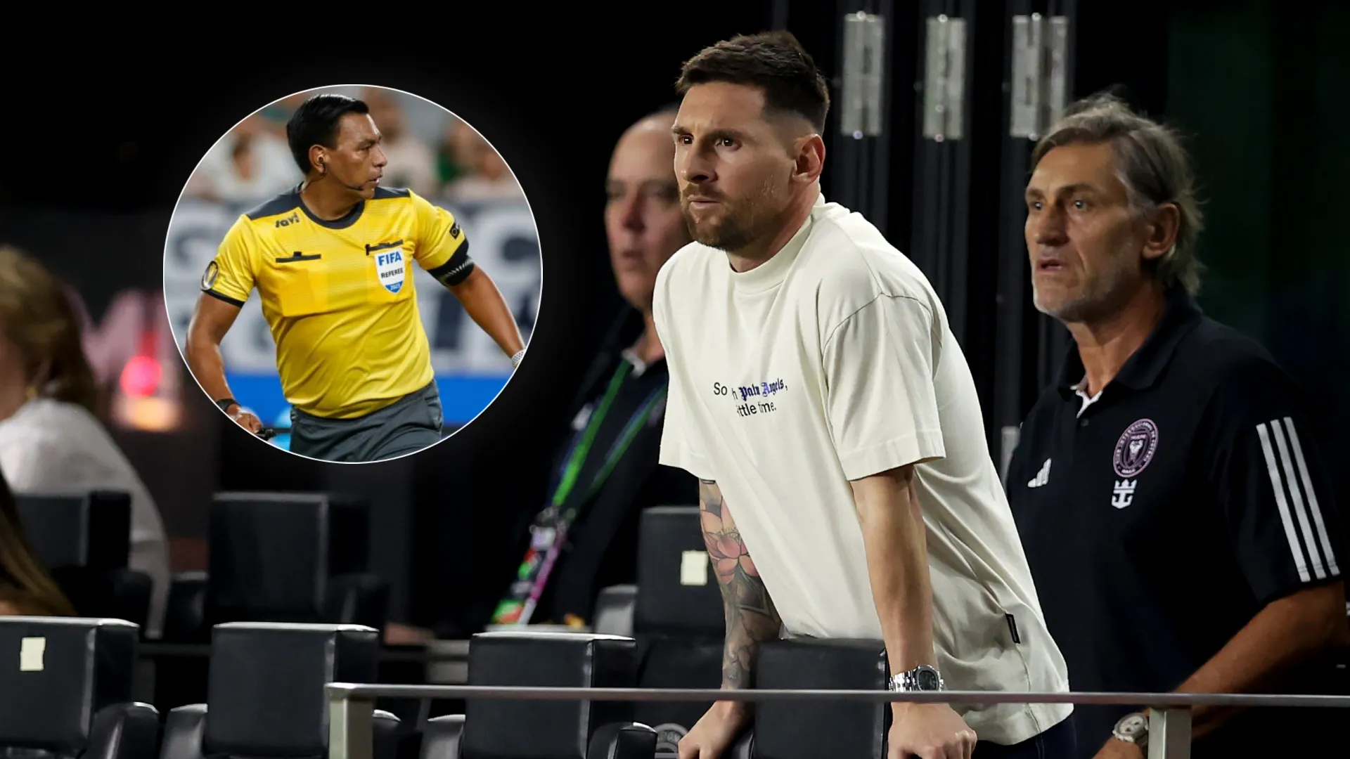 Lionel Messi y otras figuras de Inter Miami encararon al árbitro guatemalteco Walter López