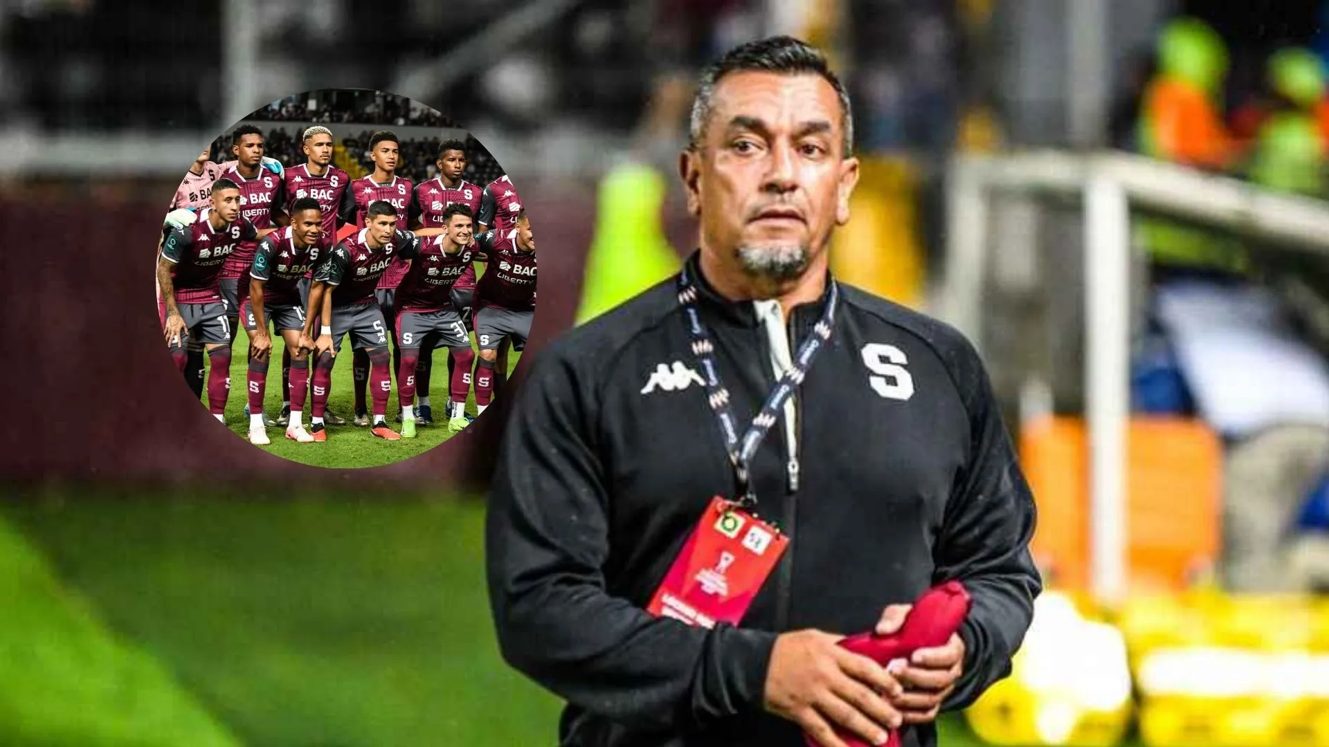 José Giacone en el banco de Saprissa y la alineación.