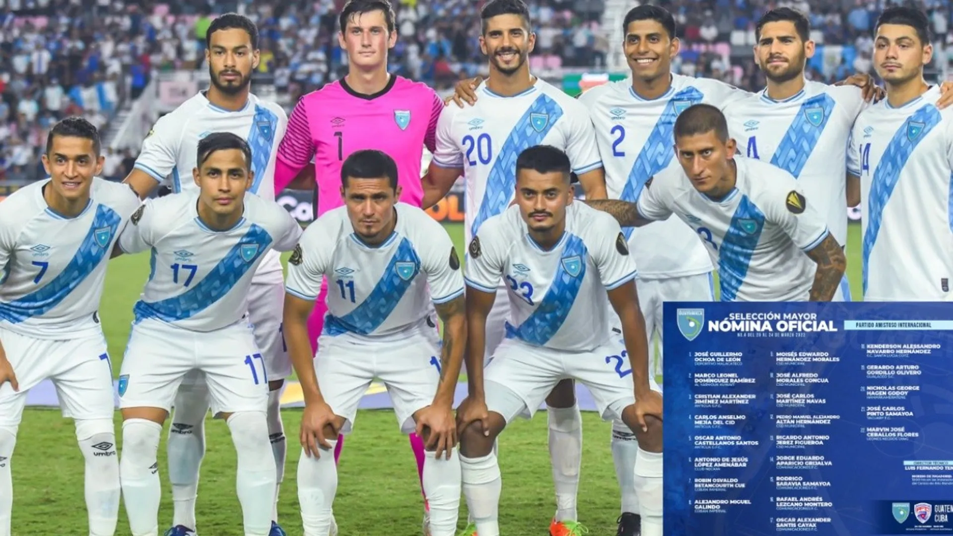 Convocatoria de Guatemala para enfrentar a Cuba