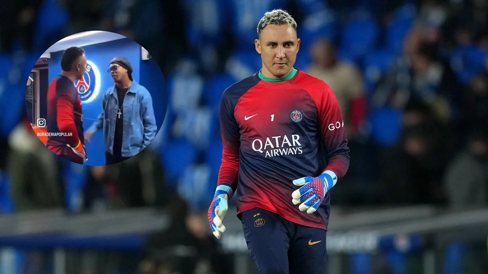 El gran saludo entre Keylor Navas y Ronaldinho previo al juego de PSG vs. Barcelona (VIDEO)