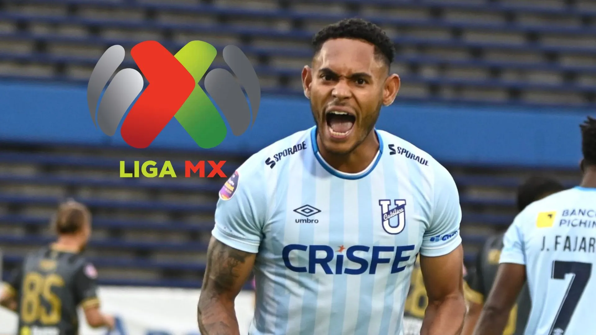 Festejo de gol de Ismael Díaz en Universidad Católica de Ecuador.