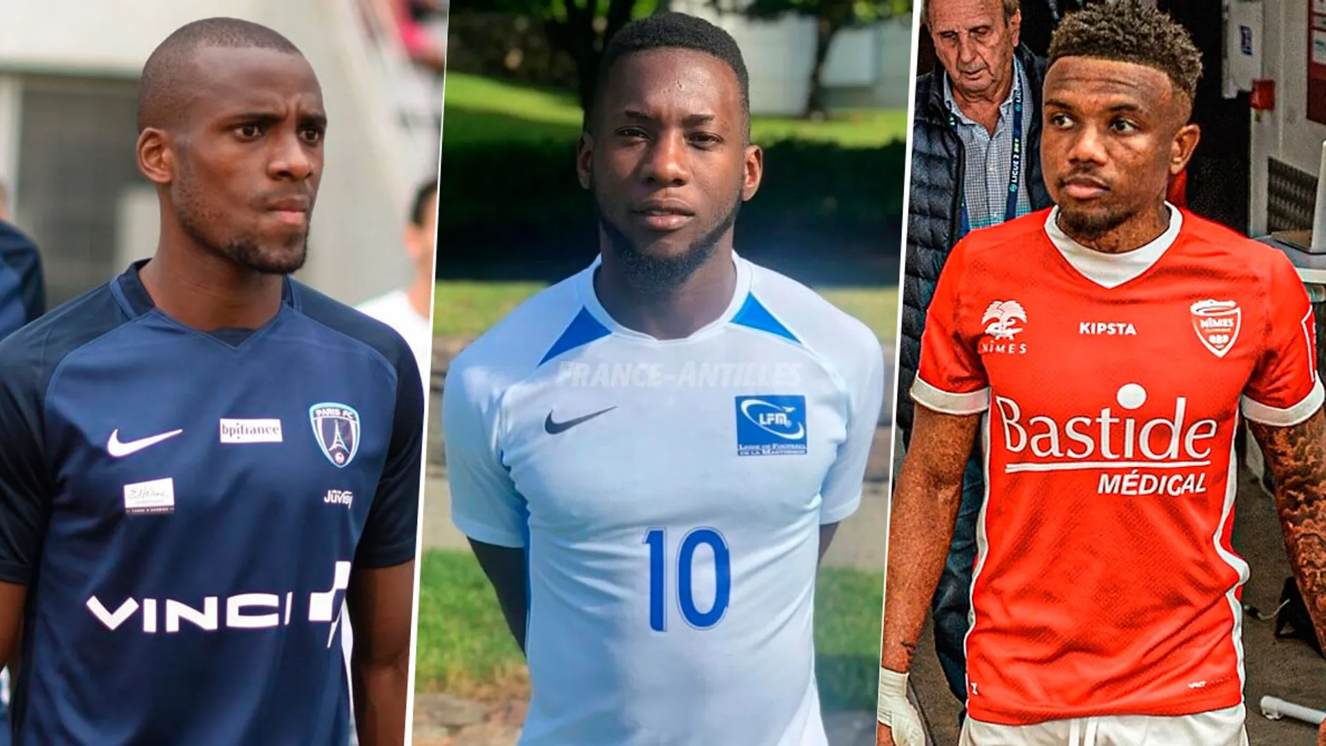 Las tres figuras que Martinica tendrá ante Costa Rica (Foto: France-Antilles Martinique, Wikipedia y París FC)