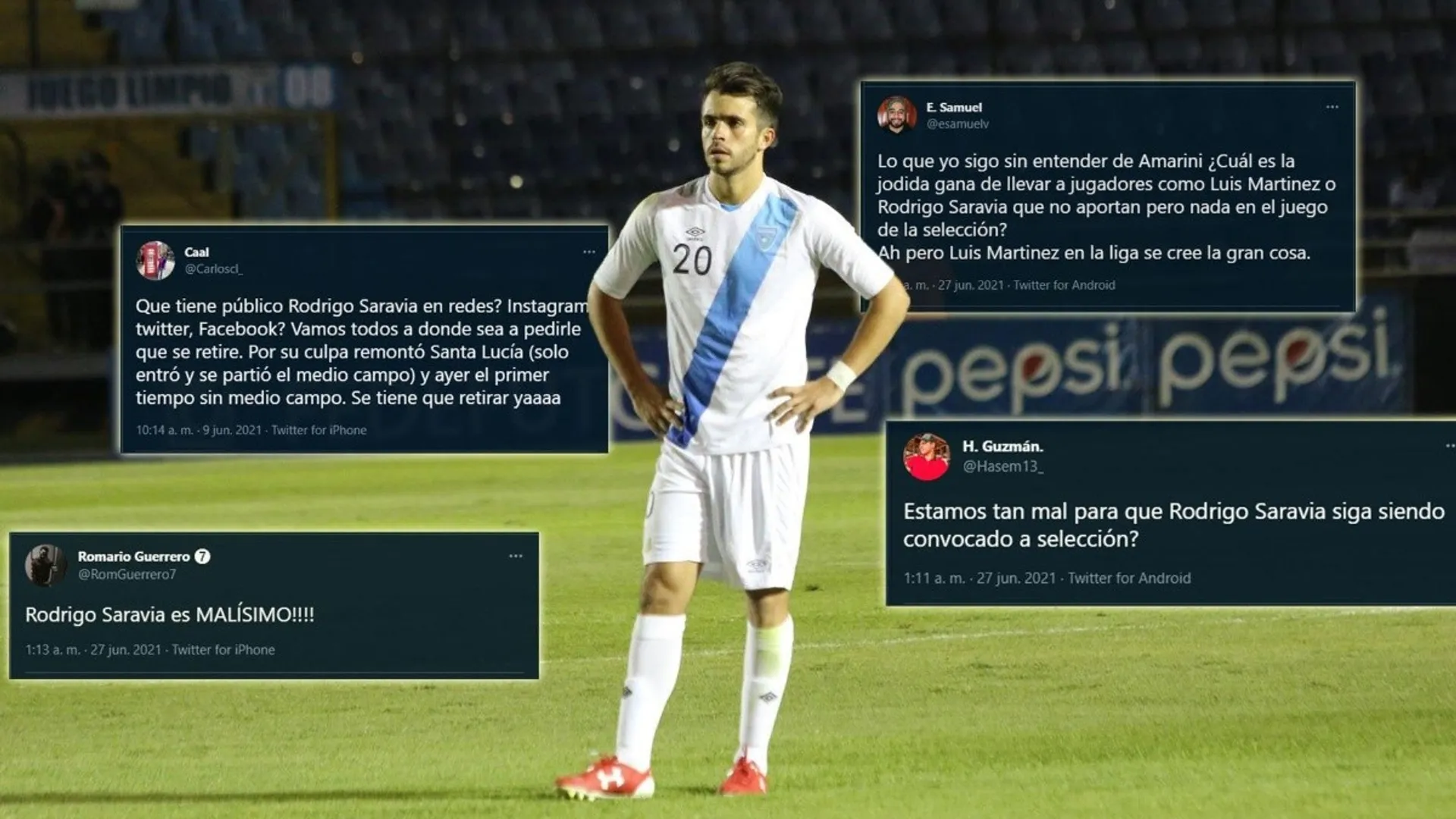Rodrigo Saravia es el más criticado en las redes por su nivel ante El Salvador