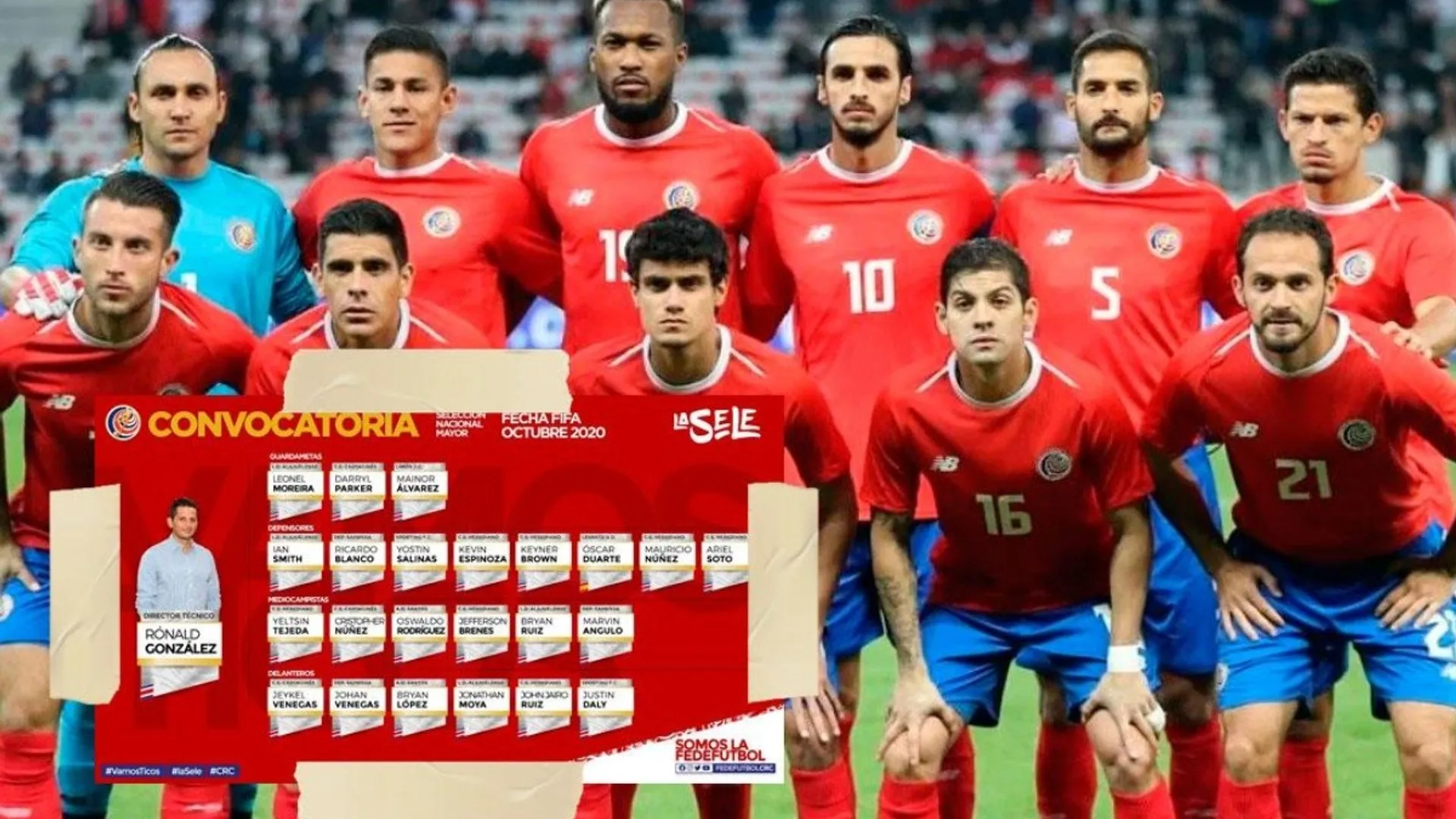 La convocatoria de Costa Rica para la fecha FIFA de octubre