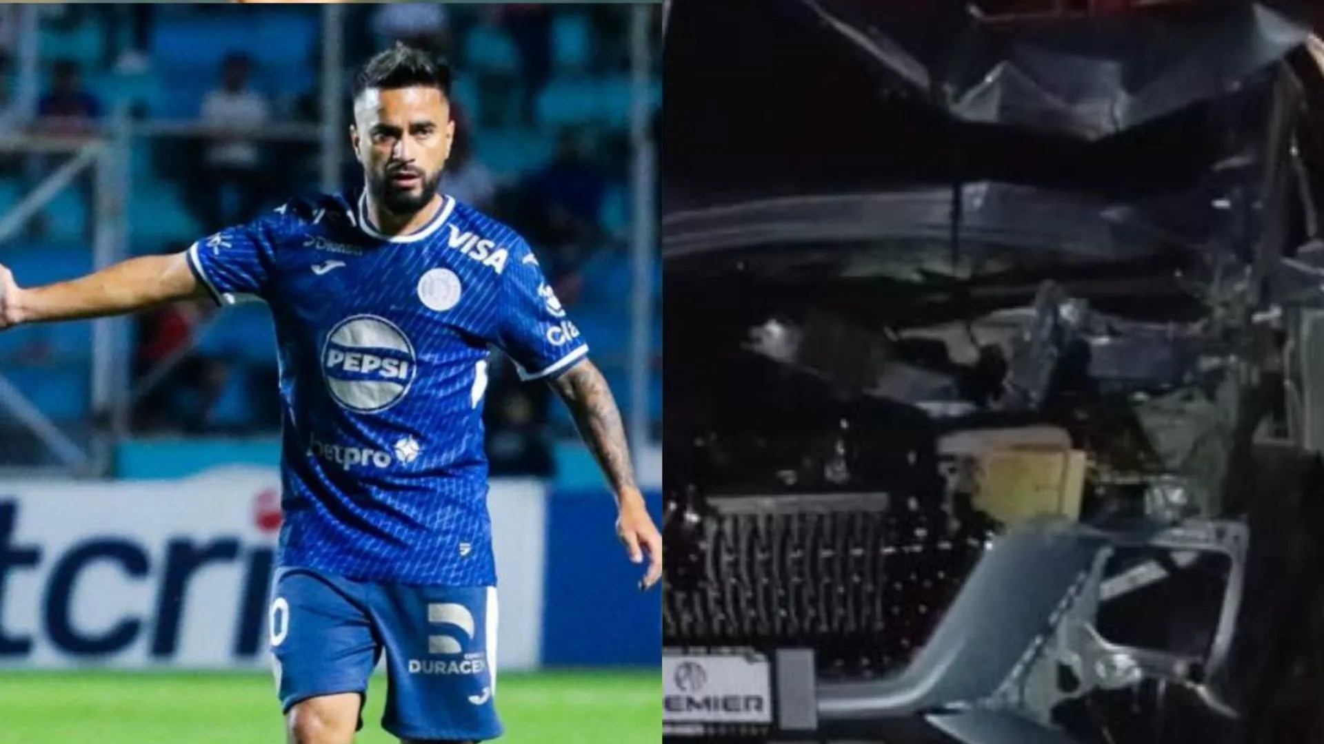 Acá cómo quedó el auto: Droopy Gómez más tres jugadores de Motagua sufren terrible accidente y este es su estado de salud