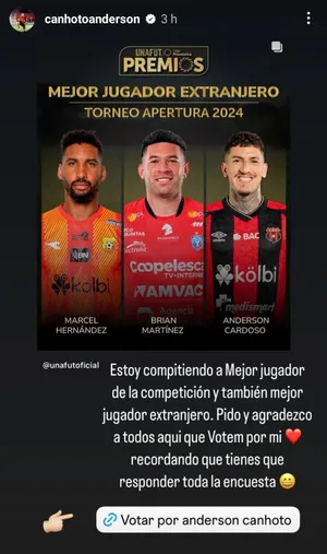La historia de Anderson Canhoto (Instagram).