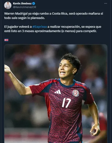 Kevin Jiménez en su cuenta oficial de X.