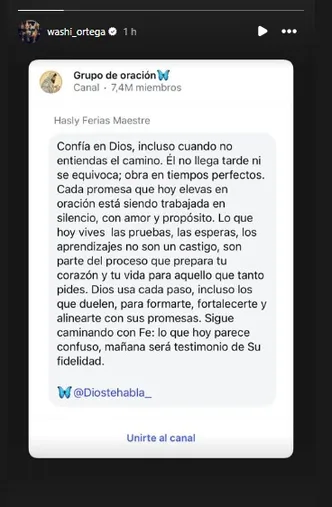 Washington Ortega en sus cuenta oficial de IG