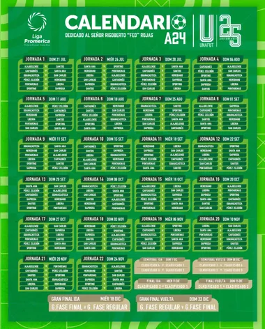 Este es el calendario completo del Torneo Apertura 2024. (