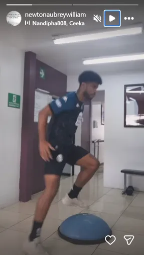 Newton Williams trabaja en su recuperación (Instagram).