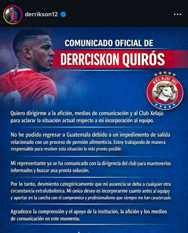 Quirós en su cuenta de Instagram.