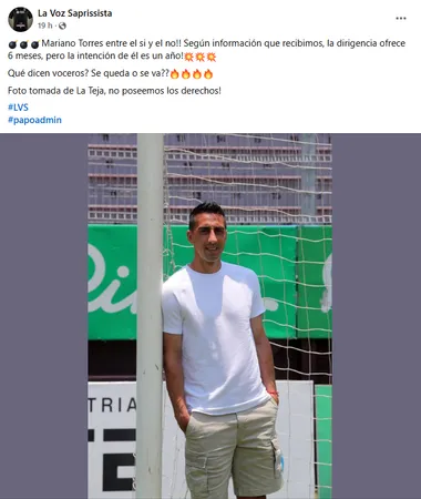 Las últimas novedades sobre Mariano Torres en Saprissa no son buenas. (Facebook)