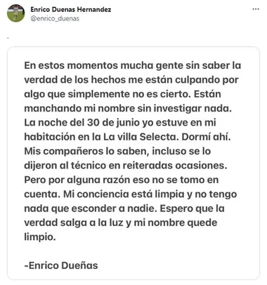 El mensaje de Enrico Dueñas tras las acusaciones en su contra (