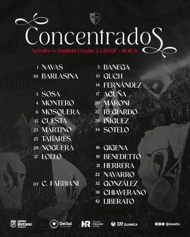 Los citados de Newell's para enfrentar a Banfield.