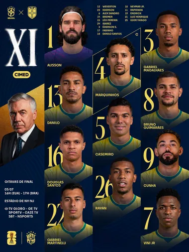 En la alineación de Brasil también resaltan las ausencias de Paquetá y Raphinha, quien evoluciona bien de su lesión. (