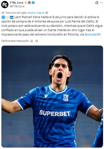 Desde Polonia aseguran que Palma tendrá que volver al Celtic.