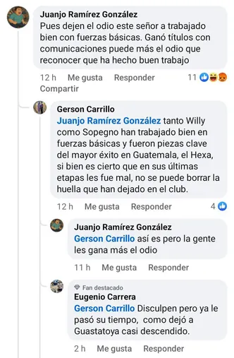 Otros aficionados de Comunicaciones respaldaron la llegada de Sopegno a las fuerzas básicas. (