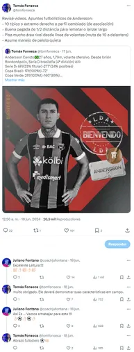 El diálogo que Fontana mantuvo con Fonseca. (Twitter)
