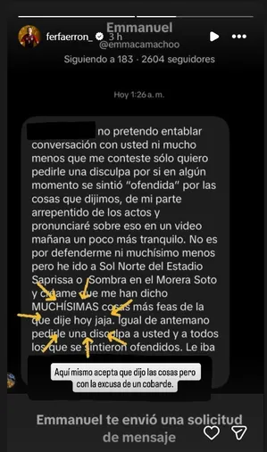 El posteo de Fernán Faerron en sus redes sociales. (