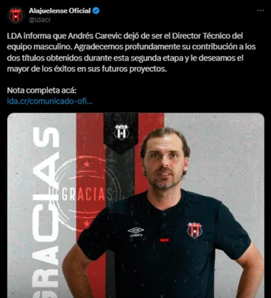 Andrés Carevic fue apartado de su cargo en Alajuelense. (